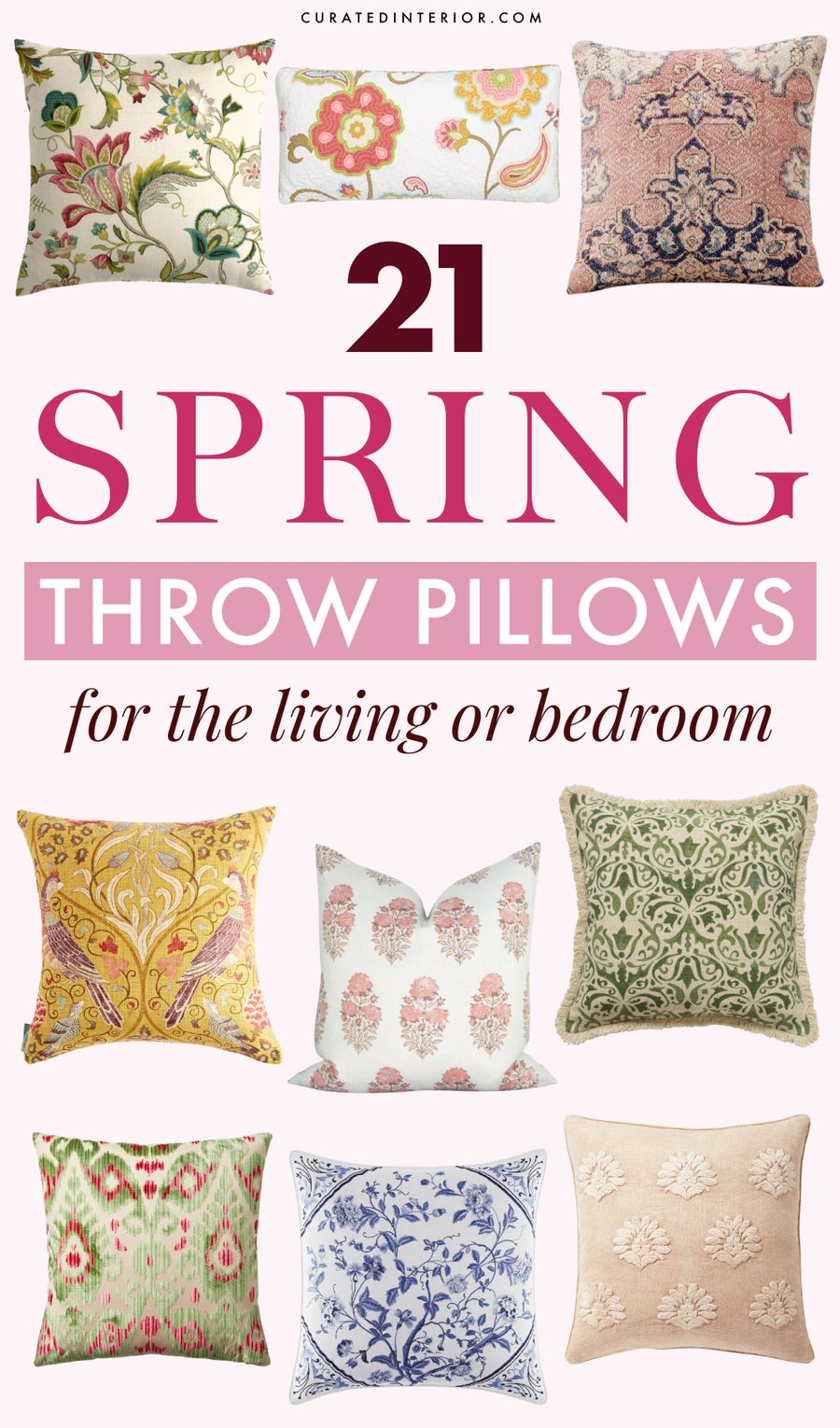 21 Spring Throw Pillows for the Living Room or Bedroom