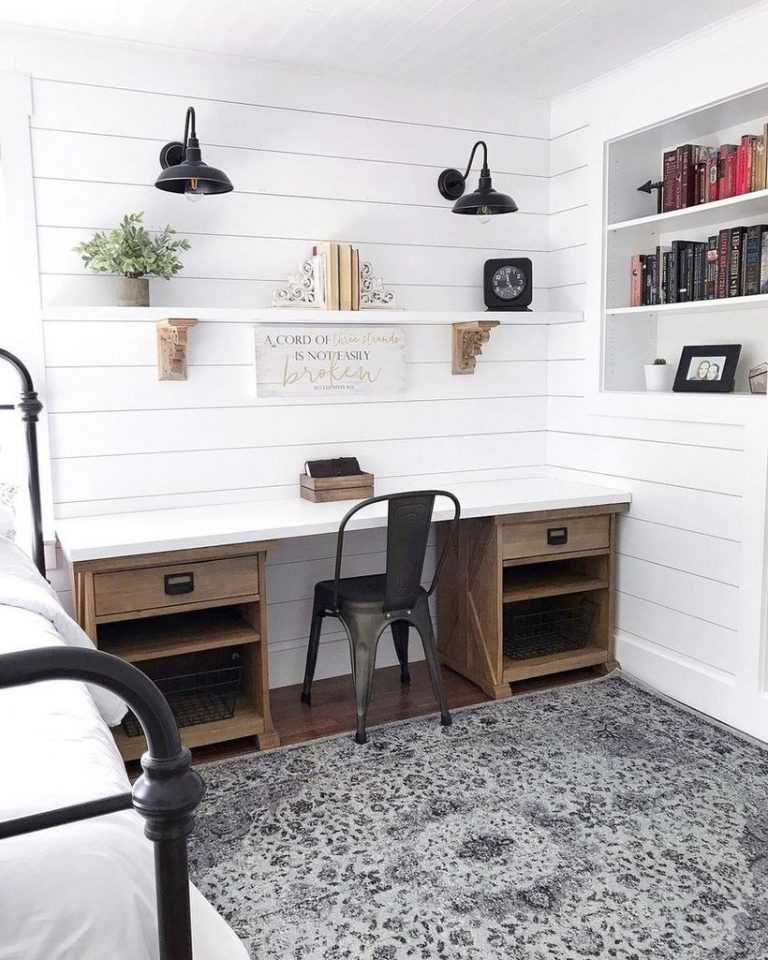 51 Modern Farmhouse Home Office Decor Ideas