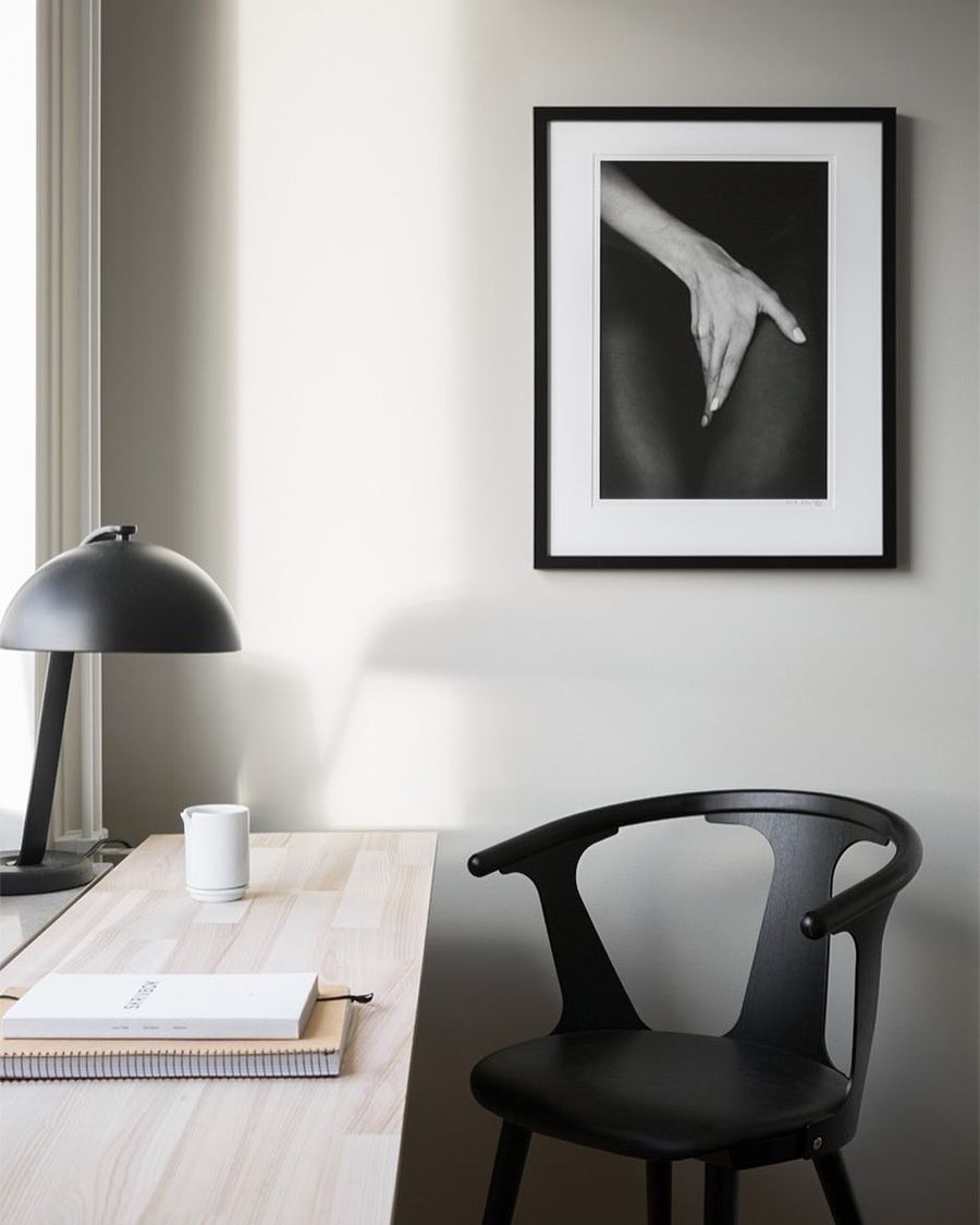 Black Office Chair in Scandinavian Office via Sara Medina Lind