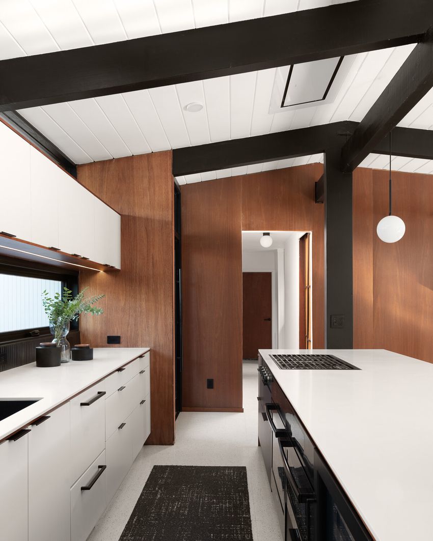 Black and White Cabinet Design Mid-century Kitchen via BLAINE architects SF