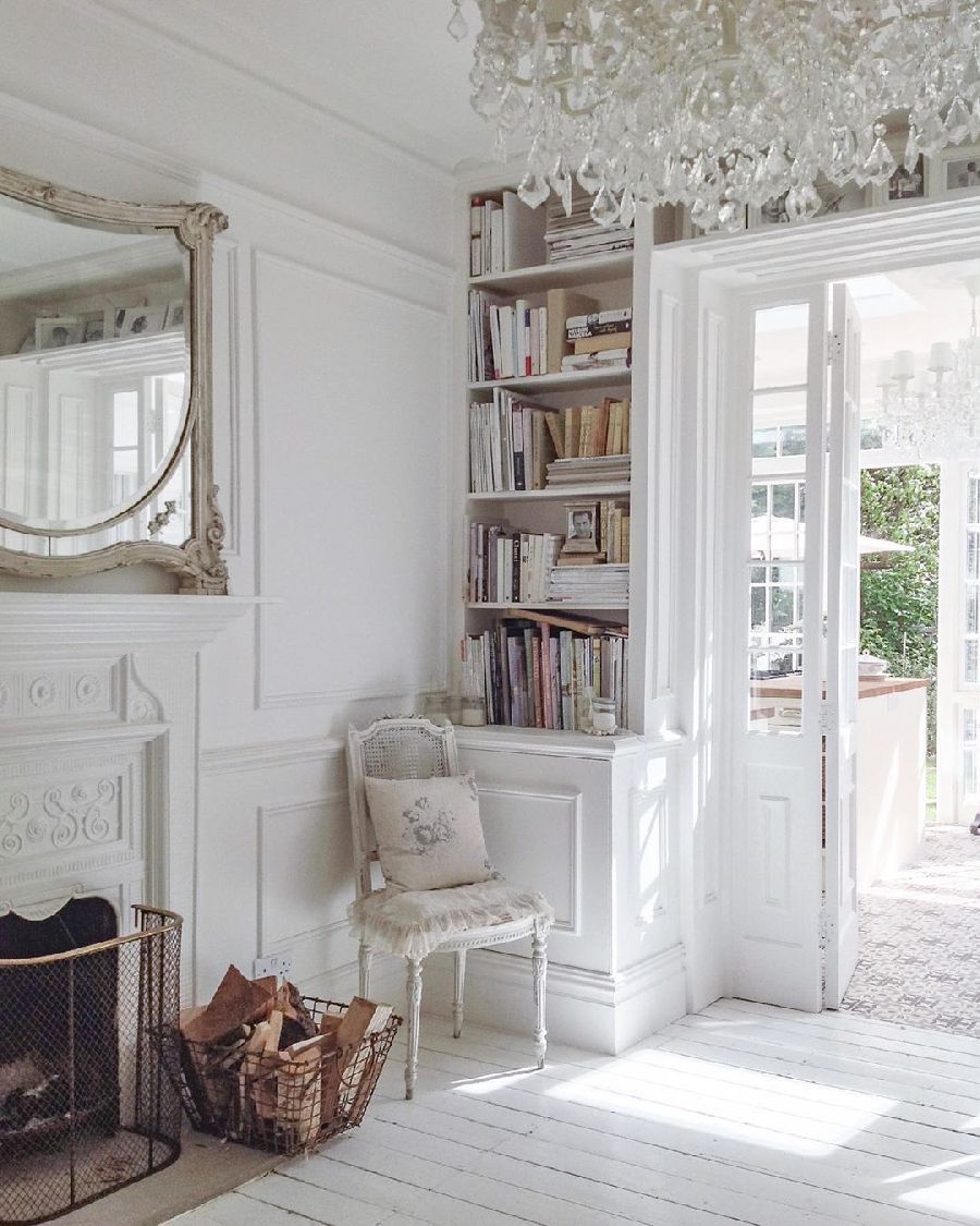 Built-in bookshelves French Country Reading Nook via @white_and_faded