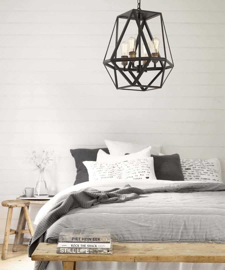 Cage Lighting in Industrial Bedroom