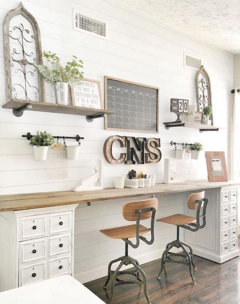 51 Modern Farmhouse Home Office Decor Ideas