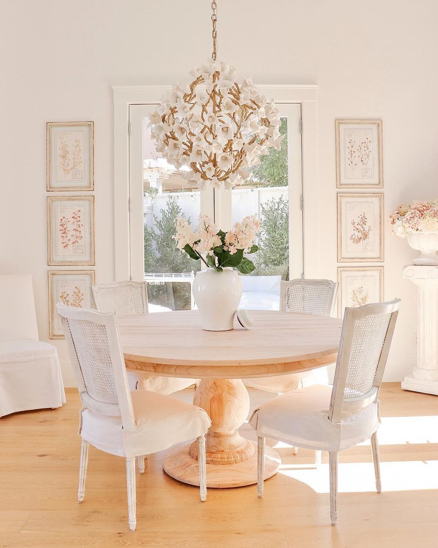 Creamy Whites Feminine Dining Room via @kristywicks
