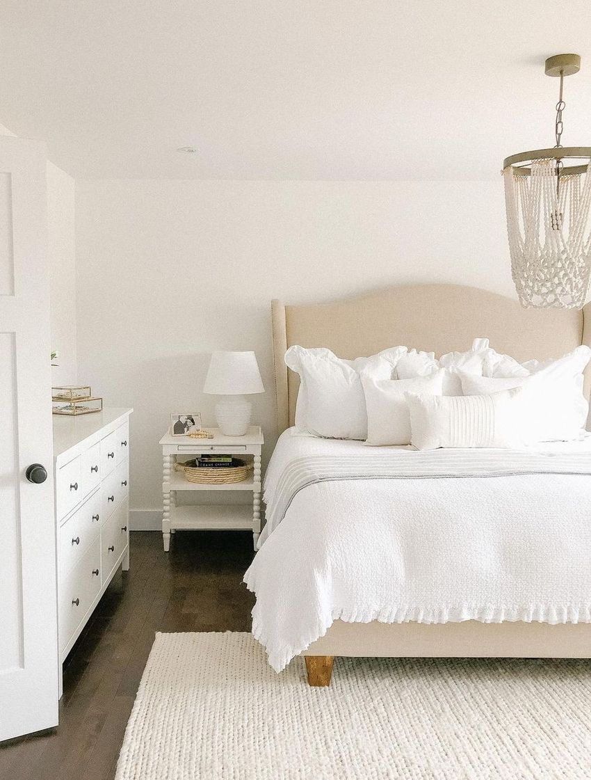 Crisp White Bedding in Neutral Bedroom via @thegirlonwaverley