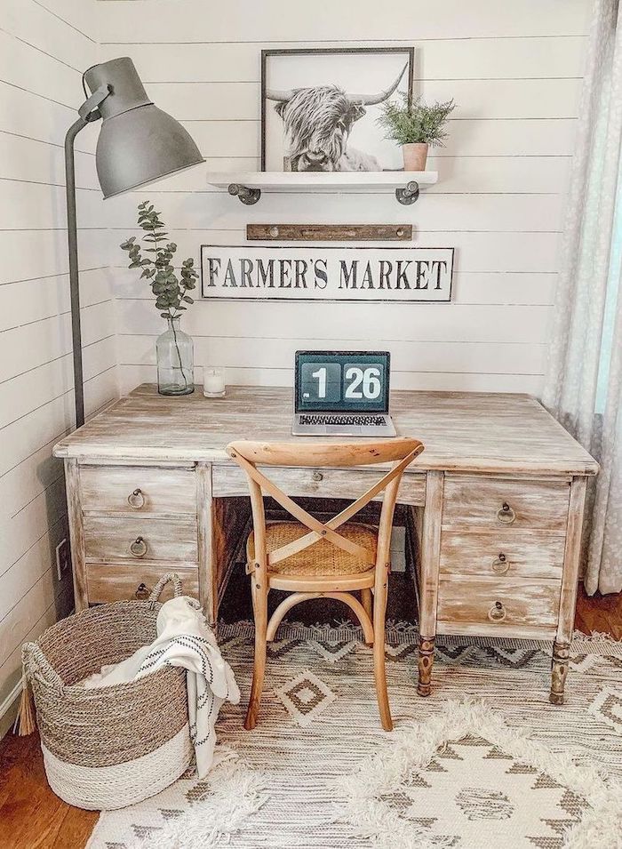 51 Modern Farmhouse Home Office Decor Ideas
