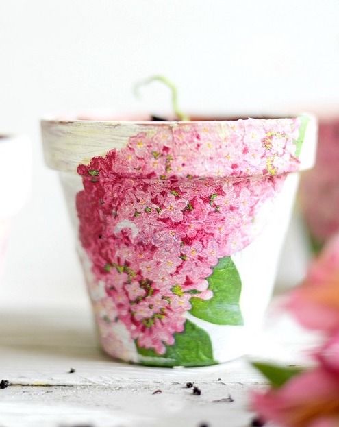 DIY Decoupage terra cotta pots via placeofmytaste