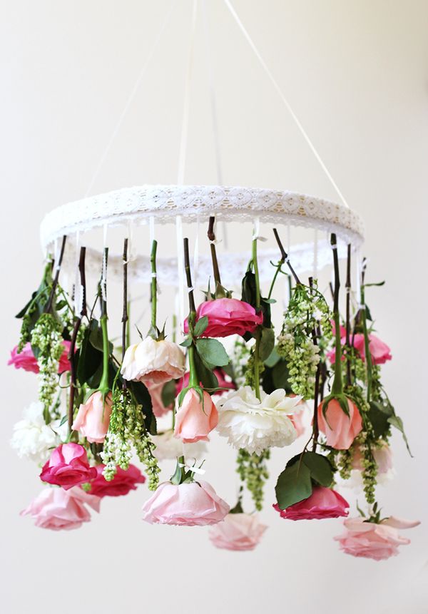 DIY Flower Chandelier via honestlywtf