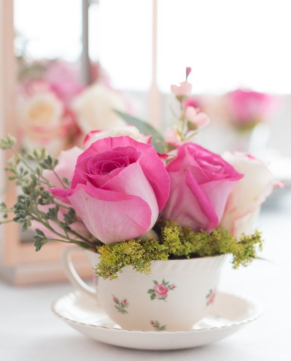 DIY Spring Tea Cup Flower Arrangement via craftberrybush