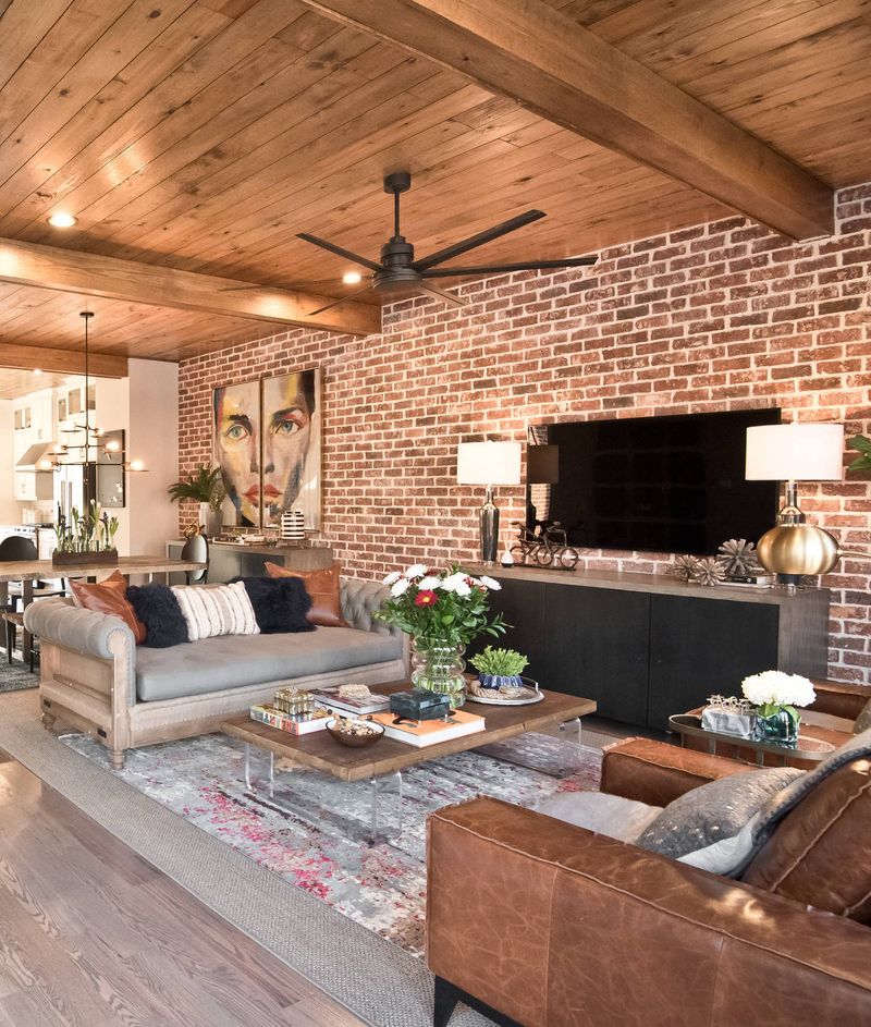 Distressed Sofa in Industrial Living Room via Brock Built