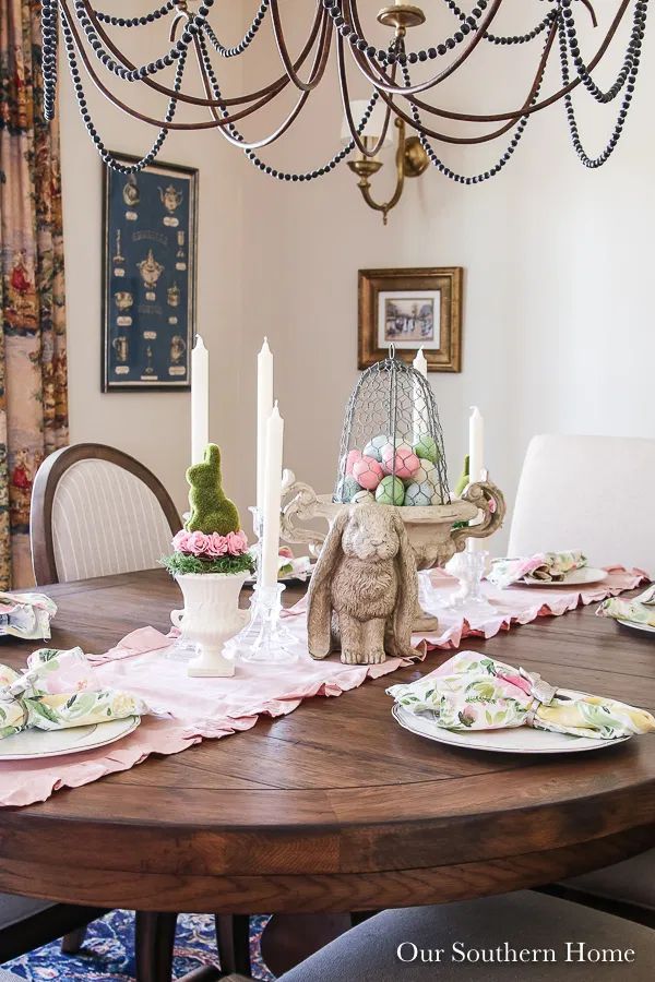 Easter Dining Room Decor Stone Bunny Accent via OurSouthernHomeSC