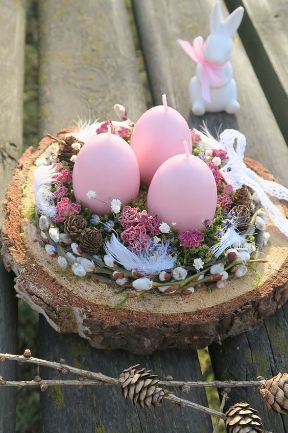 Easter Egg Candle rustic easter centerpiece idea via jarni svicen