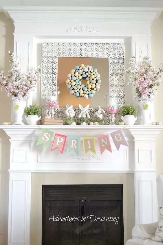 Easter Mantel Decor via Adventures in Decorating