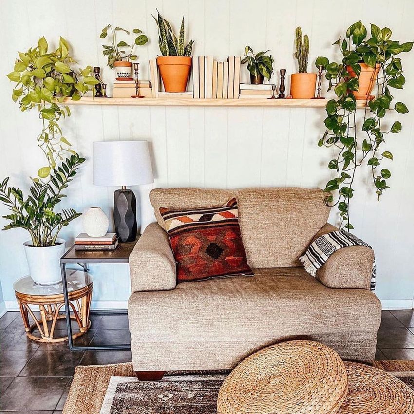 Boho Floor Pillow Reading Nook