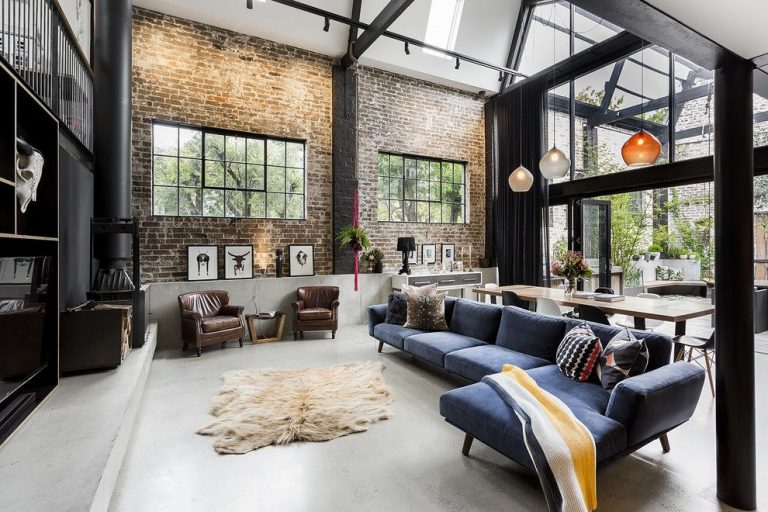 Industrial Style Living Room Grey And Navy
