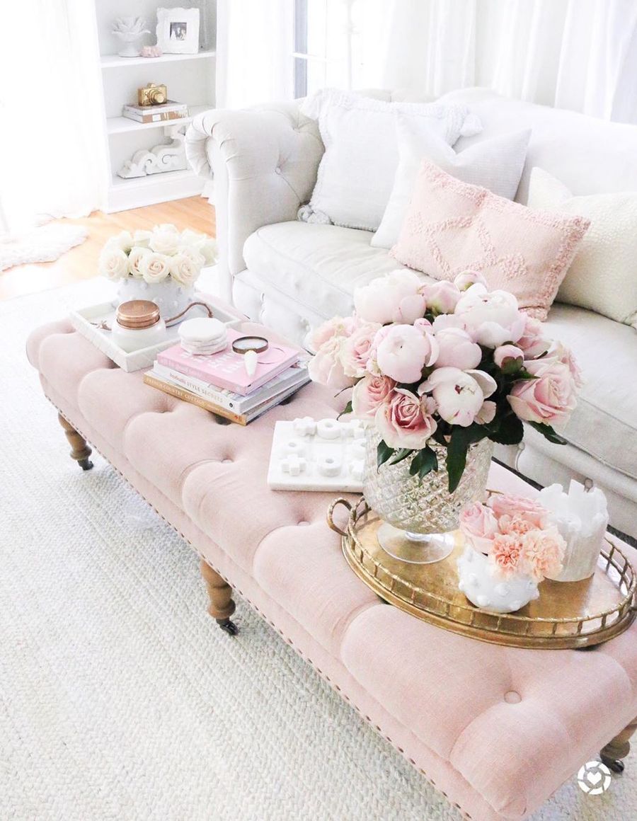 Feminine Living Room Pink Bench Coffee Table via @tanyarng