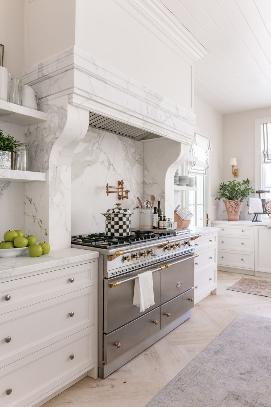 Silver Lacanche range in Glam Kitchen via Rachel Parcell