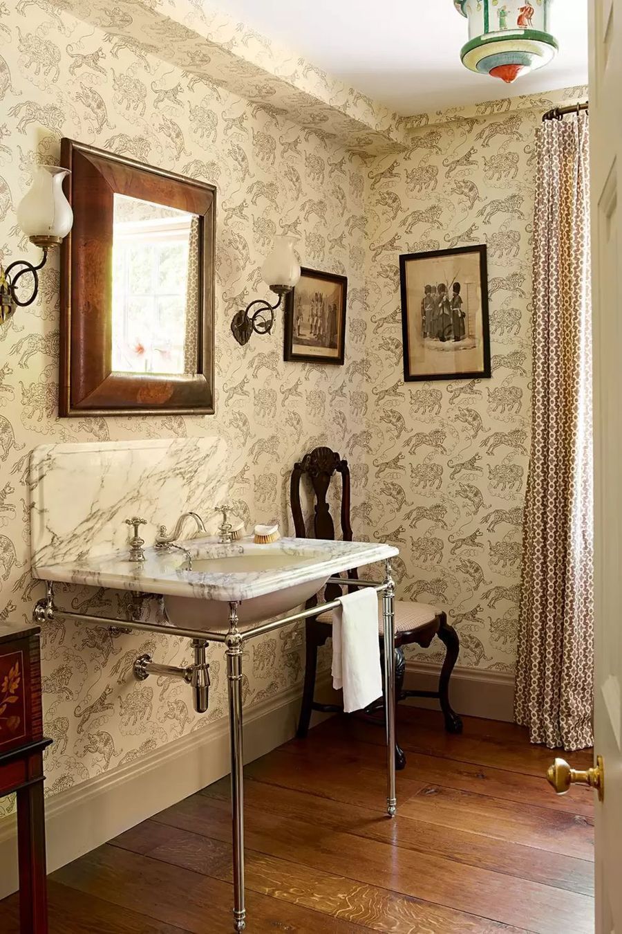Marble Bathroom sink vanity in English Country Bathroom decor via Rupert and Anna Bradstock