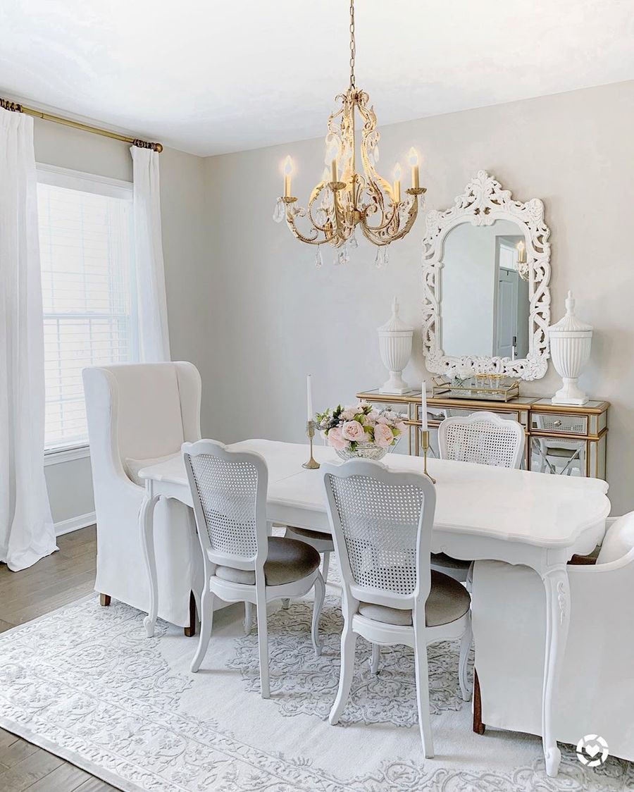 Mirrored Side Cabinet Feminine Dining Room via @kathrynpackard