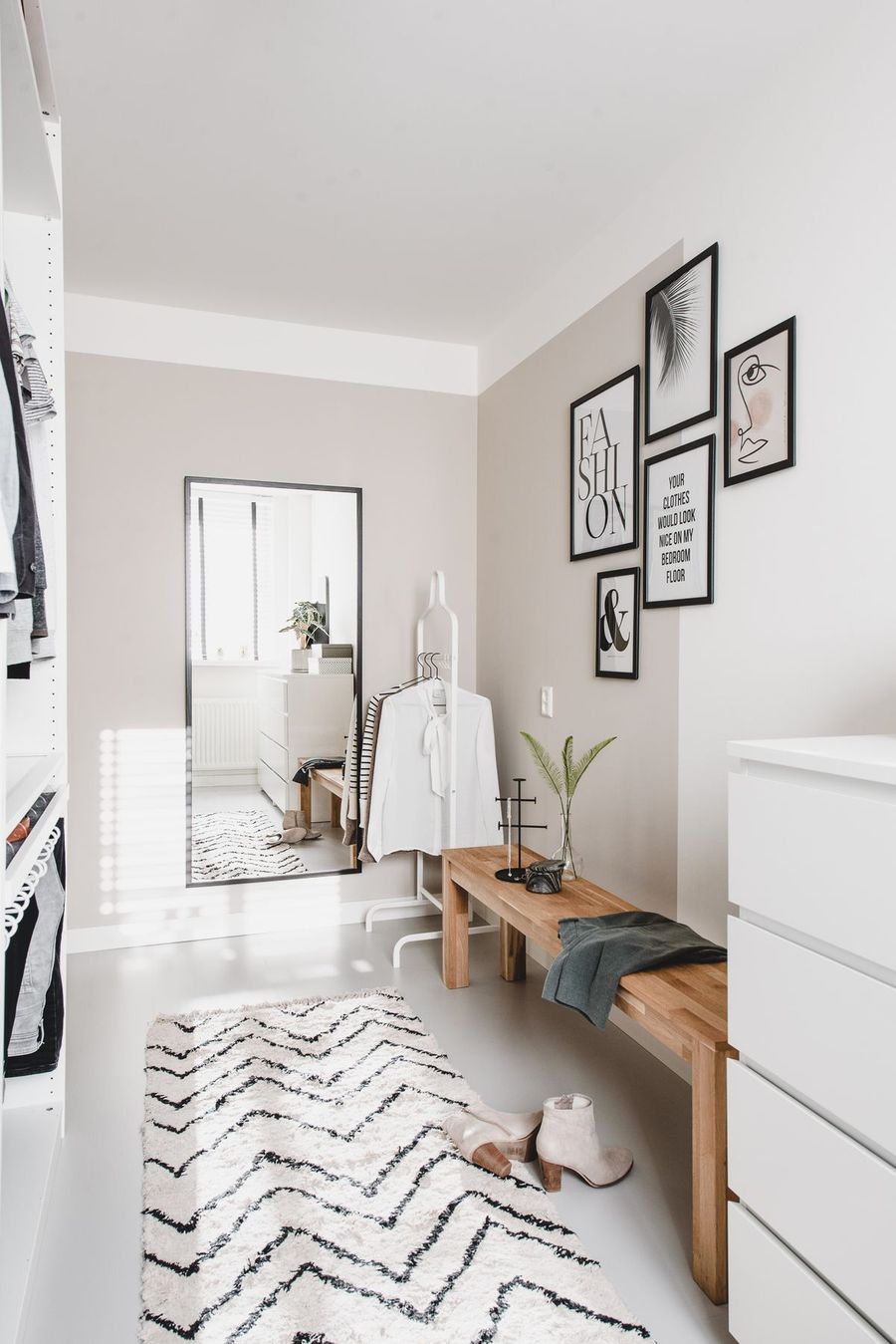 Muted Pink Walls in Feminine Scandinavian Entryway via Tessa Klop roomed