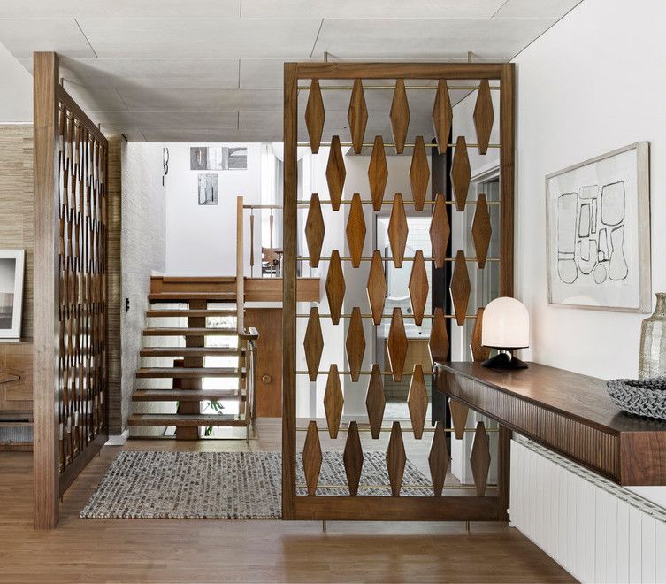 Room Divider In Mid Century Modern Foyer Design Via Exon House Atkinson Pontifex 