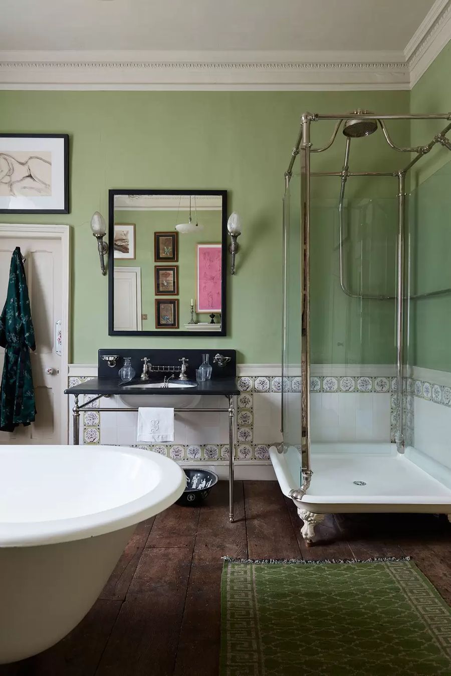 Shower Stall in English country bathroom via Edward Bulmer Queen Anne Country House