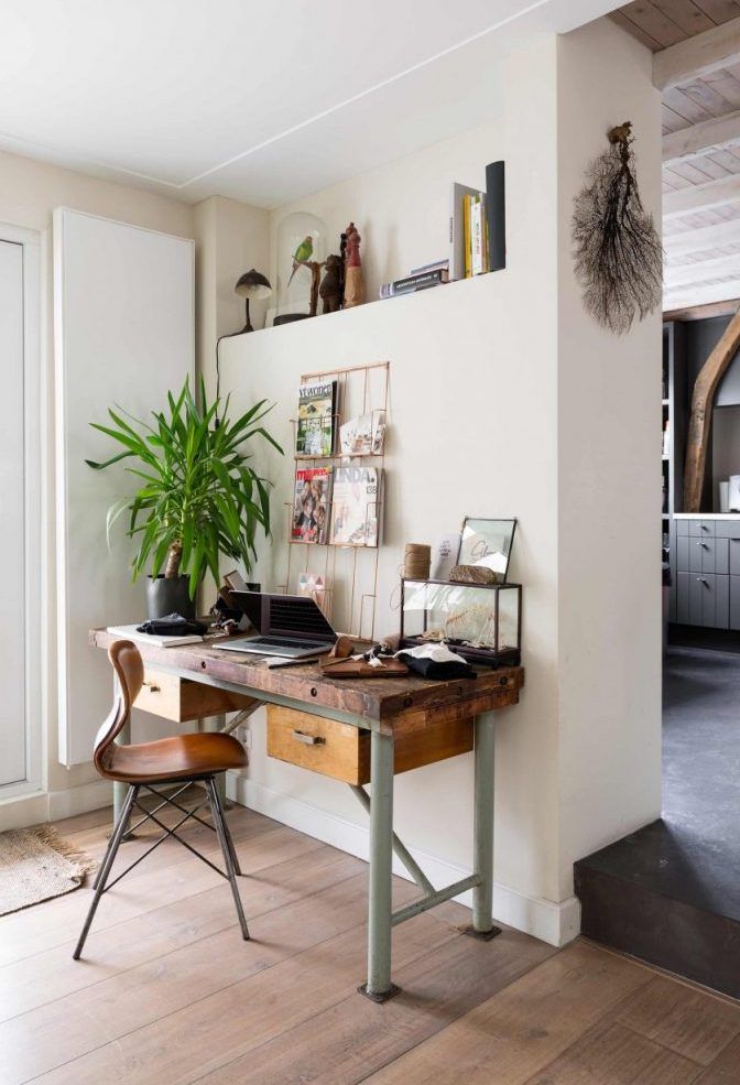 Vintage Desk in Industrial Home Office via Style-Files Studio Bril