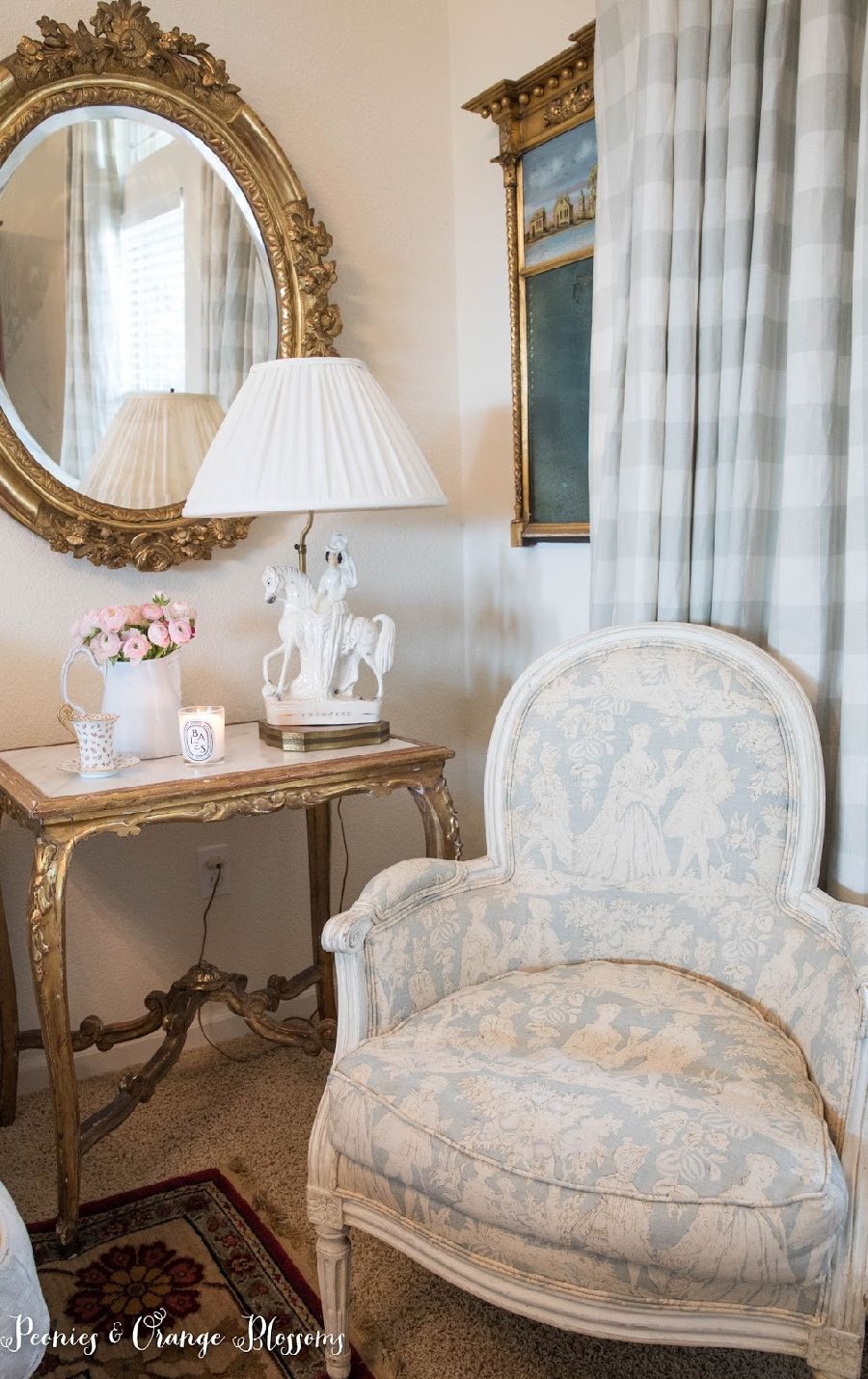 Vintage Side Table French country reading nook ideas via petitehaus