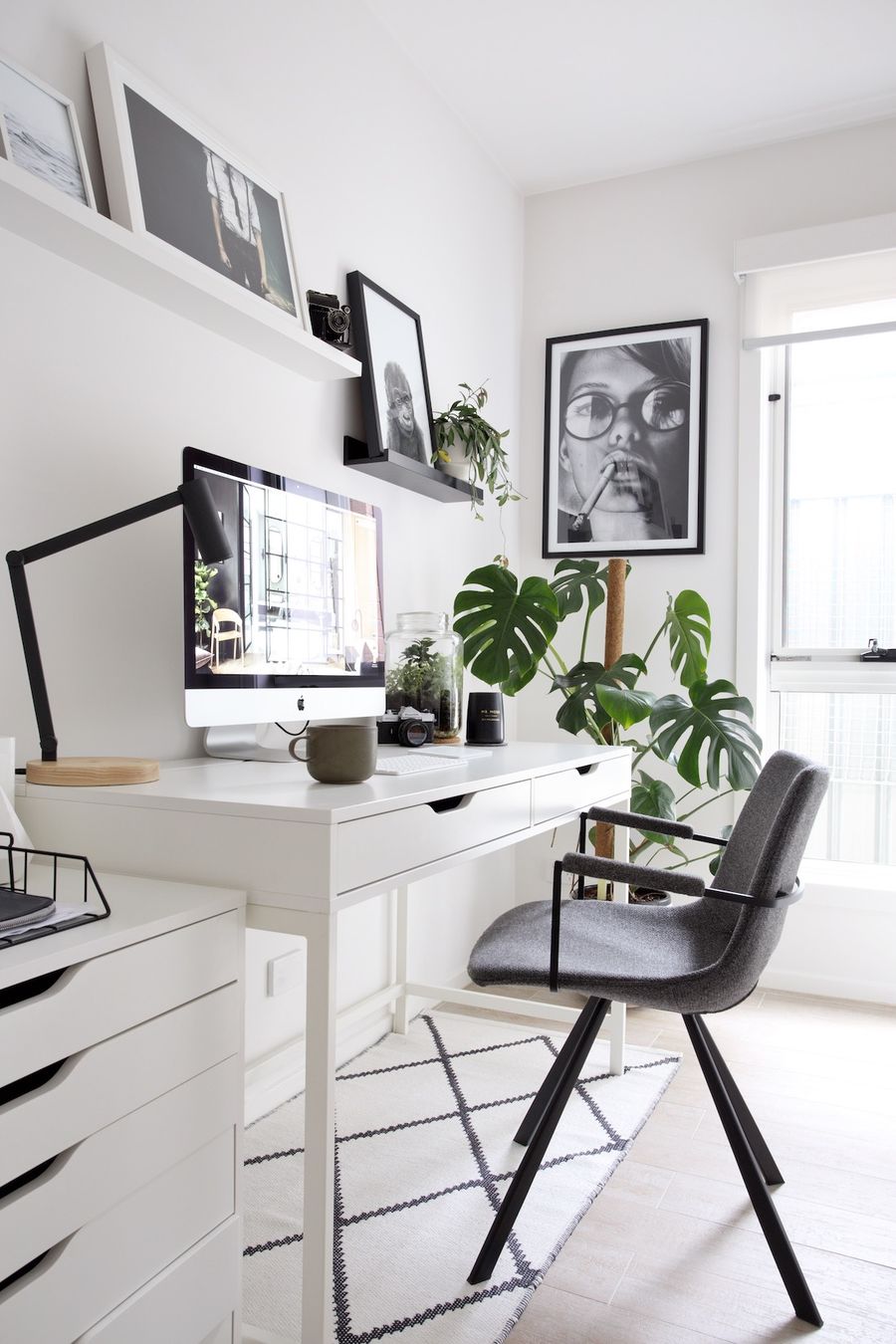 White Desk in Scandinavian Home Office Design Ideas via StyleCuratorAU