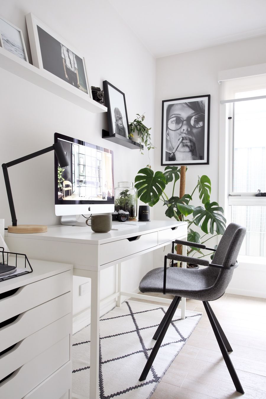 White Desk In Scandinavian Home Office Design Ideas Via StyleCuratorAU 