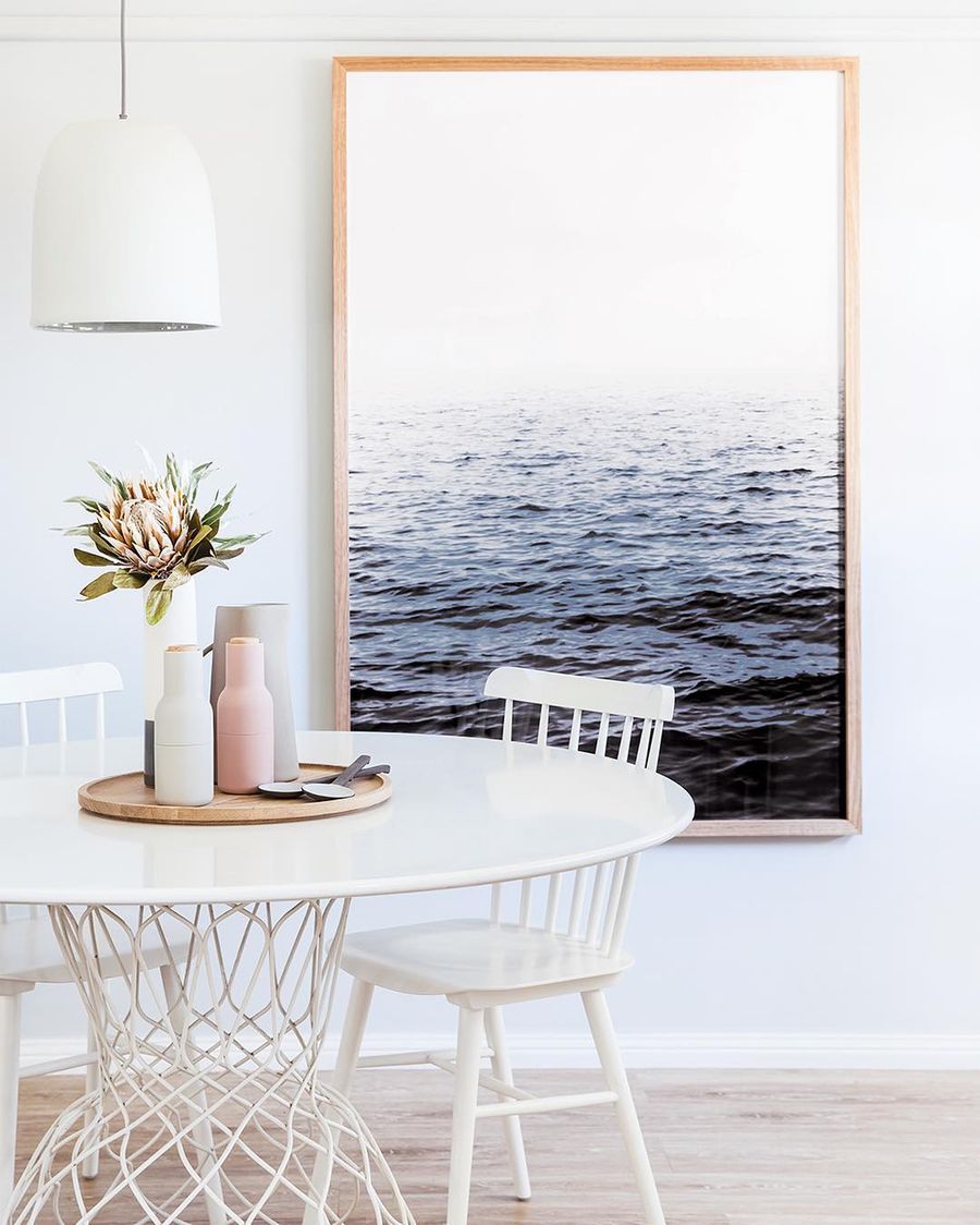 White Furniture and Pendant Light Scandinavian Breakfast Nook via @the_stables_