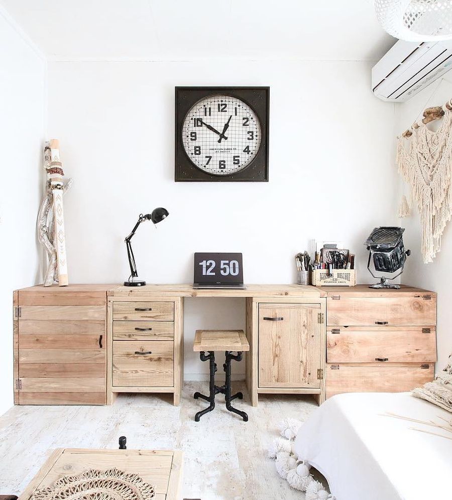 White Industrial Office Space with Rustic Vibe via @swaro109
