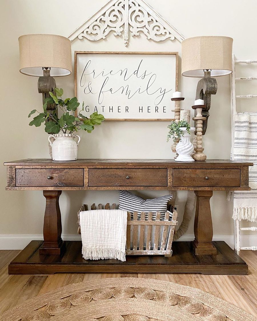 farmhouse entryway table with storage