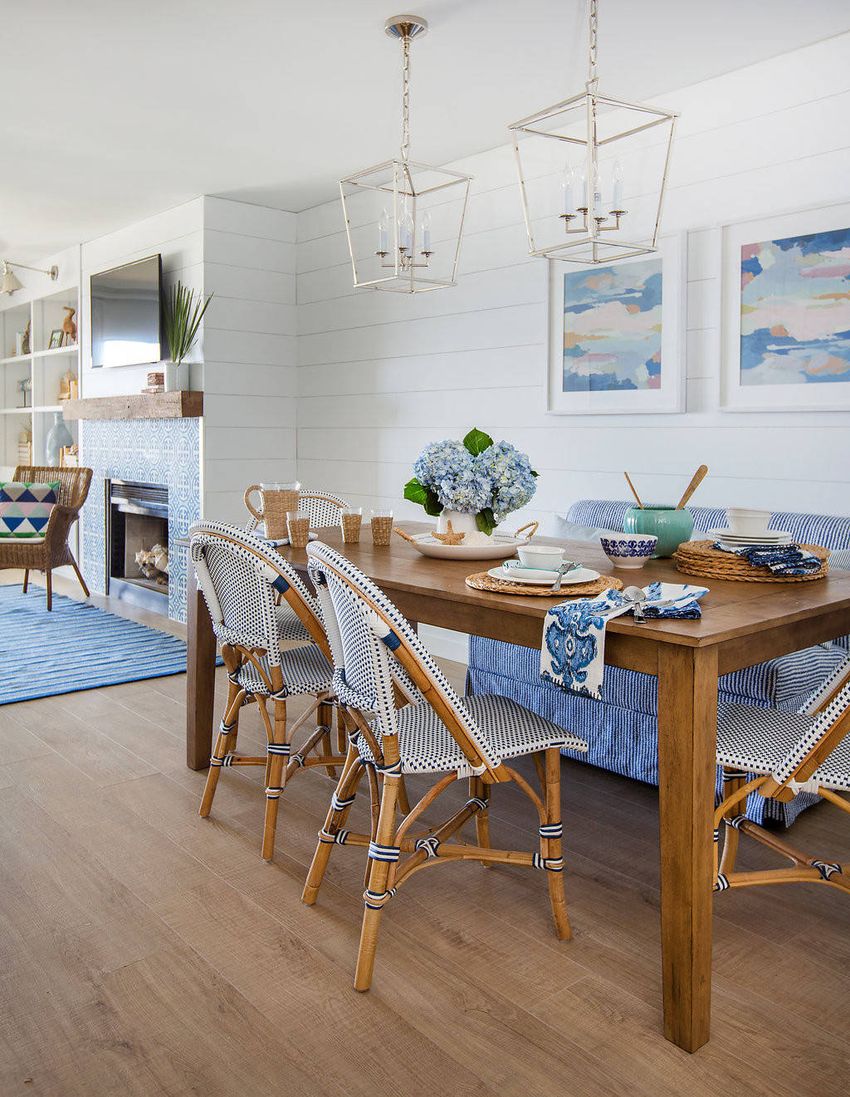 Wood Dining Table Coastal Breakfast Nook Decor Lauren Leonard Interiors