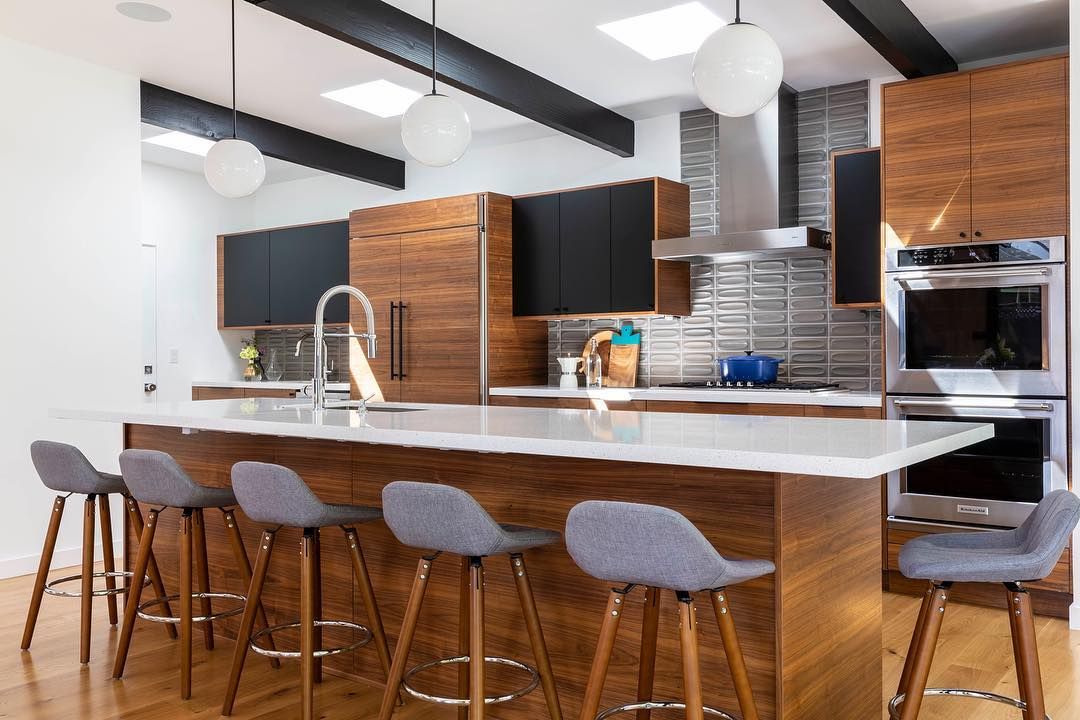 Wood Panel Fridge in Mid-Century Modern Kitchen via @destinationeichler