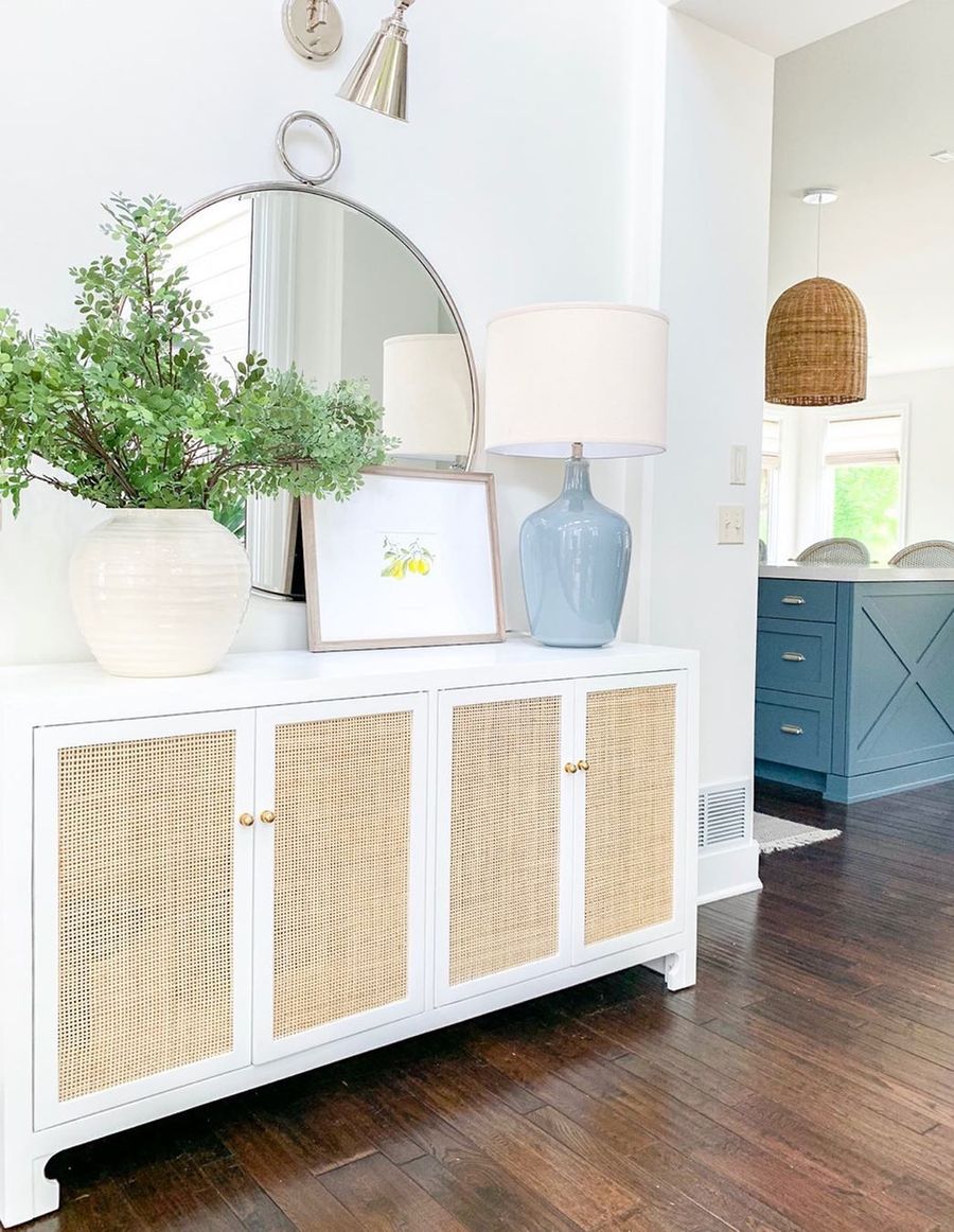 White Coastal Accent Cabinet in Modern Beach Home wall