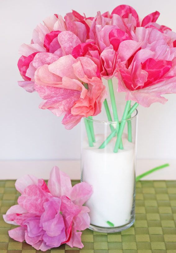 Coffee Filter Flowers Budget Spring decor ideas via onecreativemommy