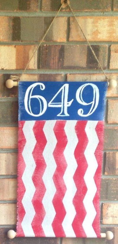 DIY Patriotic House Number Sign via justalittlecreativity