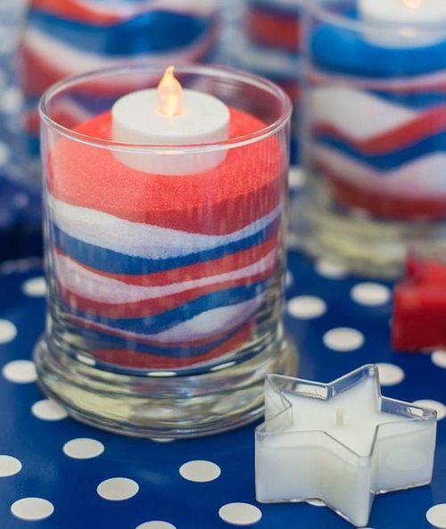 DIY Patriotic Sand Candles via craftsbycourtney