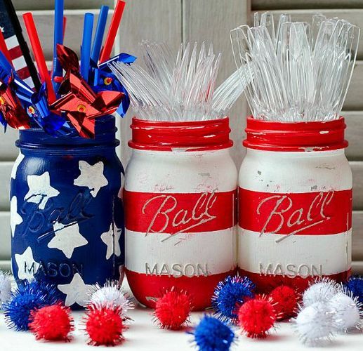 Mason Jar American Flag DIY Decor via itallstartedwithpaint