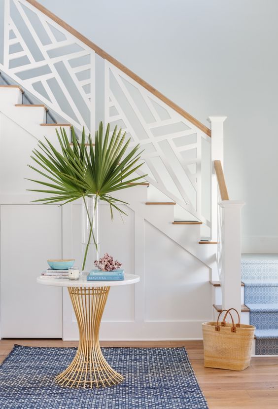 Miami style white cut-out Coastal Staircase via Lauren Leonard