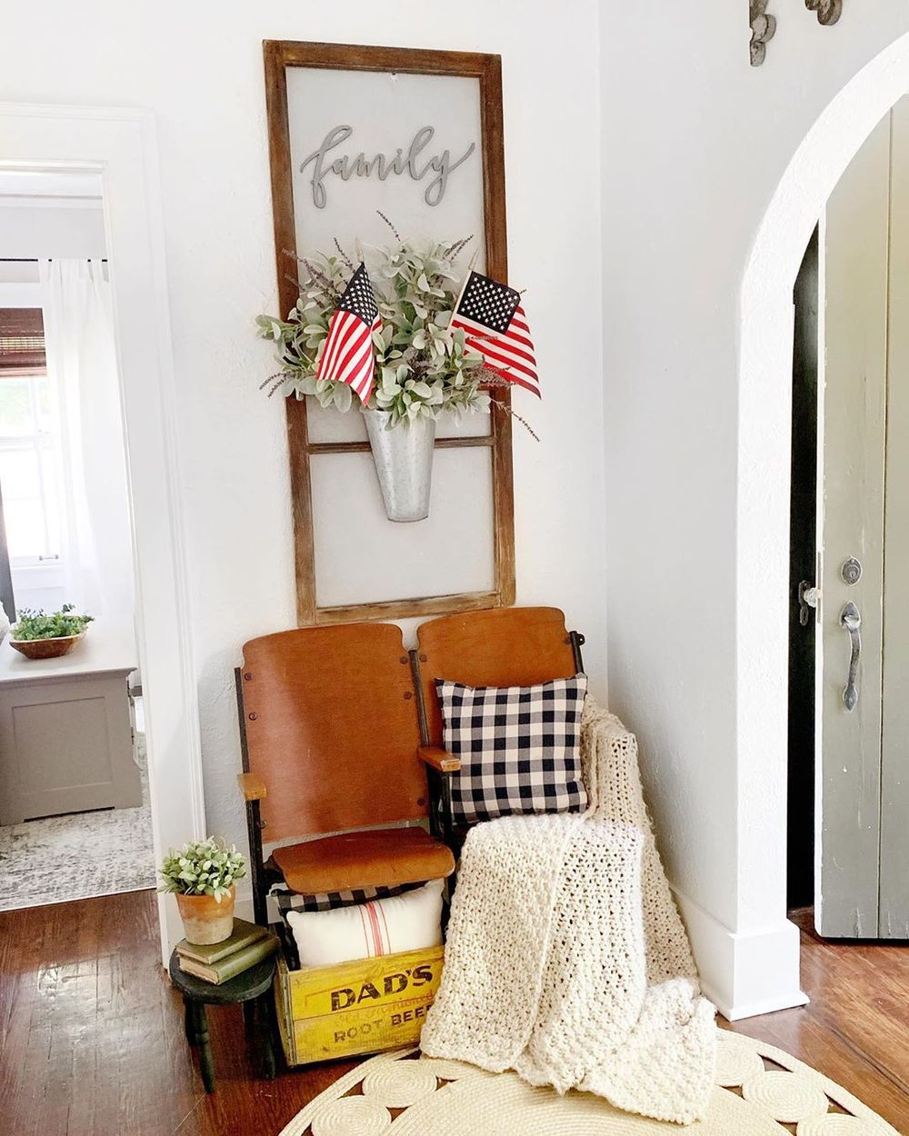 4th of July Farmhouse Decor Flags in Galvanized Bucket via @farmhouse_on_chestnut