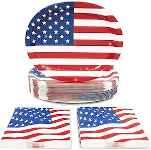 American Flag Patriotic Paper Plates
