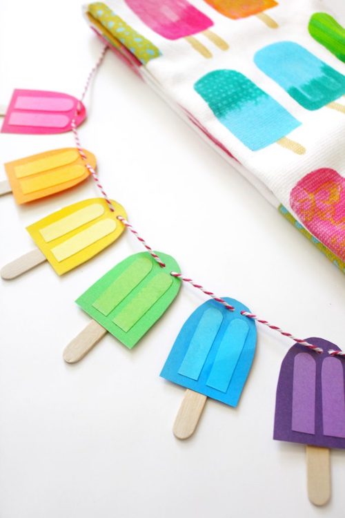 DIY Popsicle Garland Craft for Summer via tablefor5