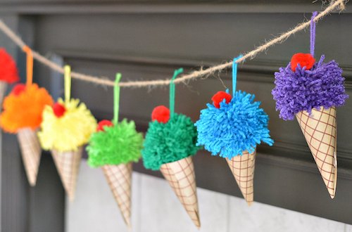 DIY Summer Decor Ice Cream Cone Garland