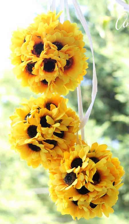 DIY Sunflower Kissing Balls Summer Decor