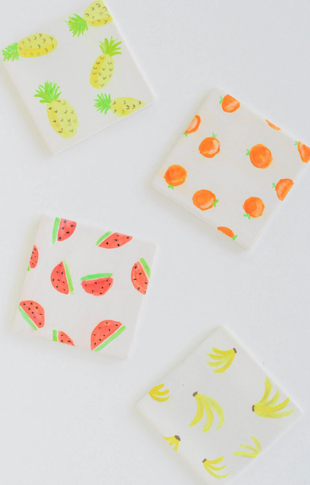 DIY watercolor fruit coasters