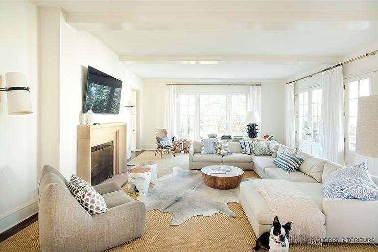 Beige Sectional U-shaped Sofa via lisa sherry interieurs