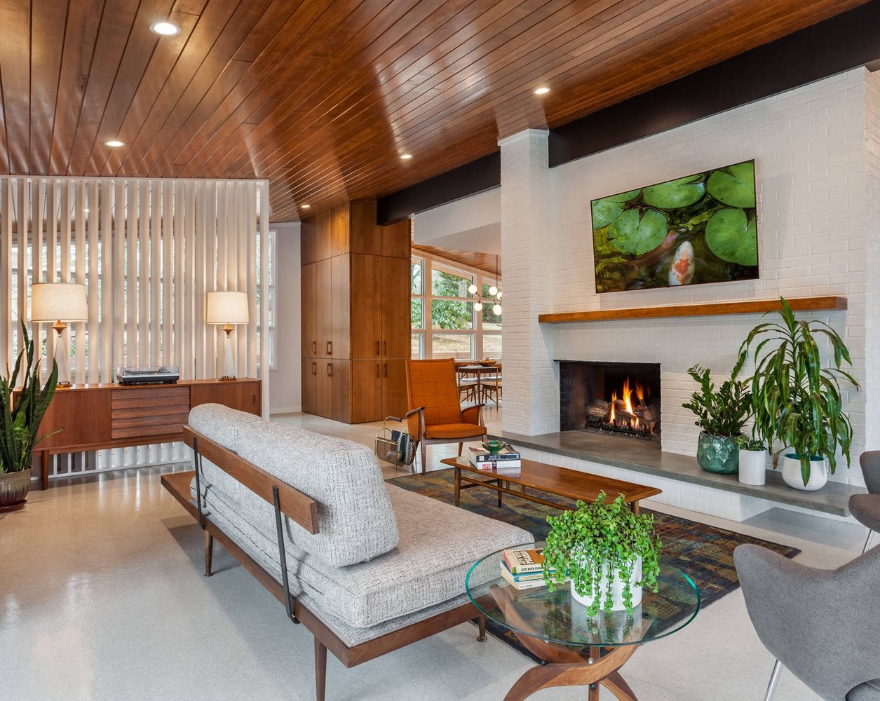 Mid Century Modern Outdoor Fireplace