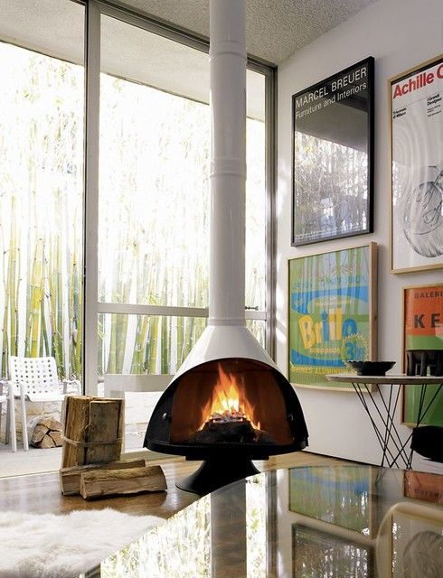 Mid-century Modern Fireplace ideas Malm fireplace via HomeClick Houzz